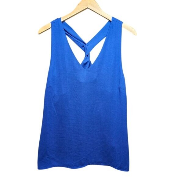 Banana Republic Tank Top V-Neck Sleeveless Twisted Back Blue Size 12 - Picture 1 of 4